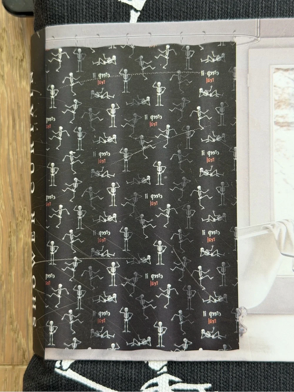 October Sky Skeleton Black Shower Curtain